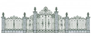 Кованые ворота и забор