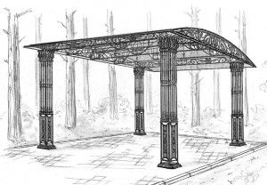 Навес кованый металлоконструкция